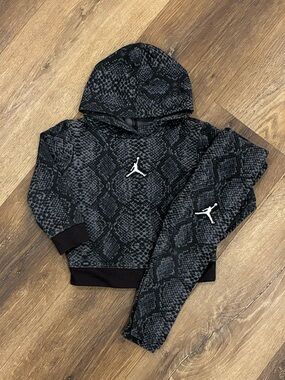 Jordan Black Hoodie Matching Set Pants Snake Print Outfit Jogger Athletic 18m
